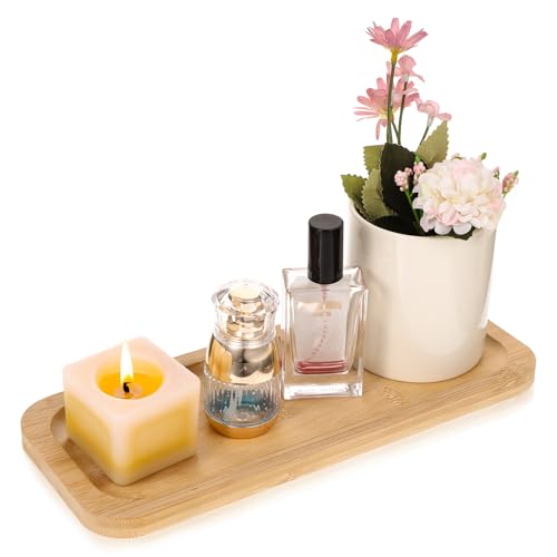Bamboo Vanity Bathroom Tray for Counter, Sink Counter Tray | Rounded Corner Design, Storage Vanitys Pallet for Organizing Decor Display, For Cosmetics Toiletries, 11 X 4.5 X 0.5 Inch