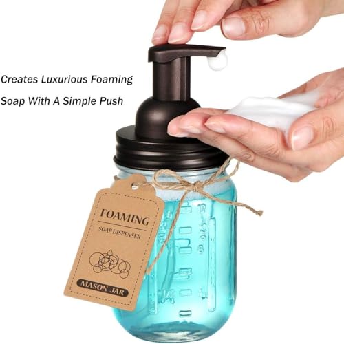 SheeChung 2 Pack Mason Jar Foaming Soap Dispenser Lids for Standard Mouth, Foaming Soap Dispenser Pump Replacement for Hand Sanitizer, Bath Liquid, Facial Cleansing Foam, Makeup Remover Water - Bronze - color: Bronze
