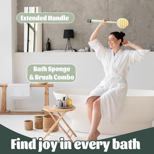 Bath Back Scrubber Brush for Shower,Dry Brushing Body Brush for Men Women Long Handle Exfoliator