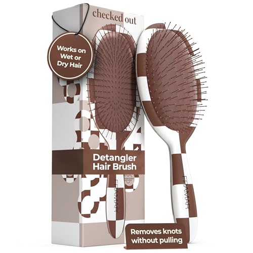 FRAMAR Hair Brush Detangler – Wet Hair Brushes For Women, Womens Hair Brush, Hair Accessories, Hairbrush For Women, Cepillos Para Cabello, Reduces Breakage – Detangle Brush - Chocolate - color: Chocolate Checkered