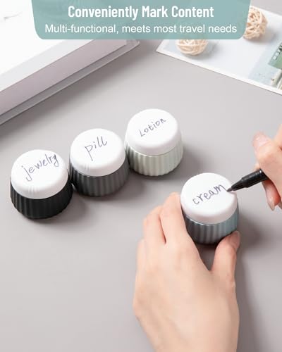 Mrsdry Travel Containers for Toiletries 4 Pack, TSA Approved Travel Size Toiletries, Travel Size Containers, With Clear Bag Leak Proof Silicone Jars, Travel Essentials Creams Jars Carrying Small Items - color: Black Gray, size: 1 oz