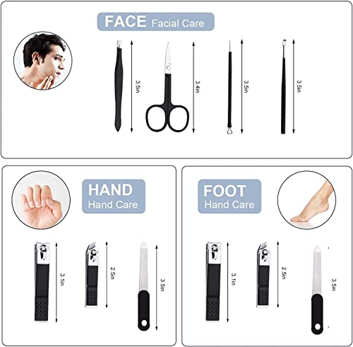 Nail Clippers Set Professional Manicure Set Grooming Kits Stainless Steel Travel Manicure Pedicure Kit Nail Care Tools Nail Kit with Travel Case Personal Care Tools Gifts for Men Women - color: Black and White