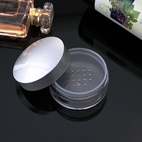 Hotop 3 Pieces 50ml Empty Loose Powder Containers Travel Face Makeup Case Kit Refillable Portable Dusting Jars with Sifter and Lids for Blush Setting Powder Face Makeup (Plastic,Silver Lid)
