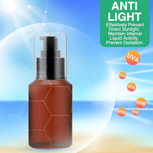3PCS 60ML/2OZ Empty Reddish Brown Frosted Glass Bottles with Pump Refillable Vial Cosmetic Dispenser Jars Storage Travel Lotion Container Portable Sample Bottle for Toiletries,Foundation,Cream,Lotion - color: Reddish Brown, size: 2 OZ