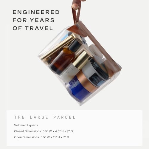 Cadence Parcel - Clear Travel Kit with Zipperless Magnetic Closure - Chestnut, Large - Durable, Leak-Resistant and TSA Approved Toiletry Bag - Modular Organization - Recycled TPU (2 Qt) - color: Chestnut, size: Large