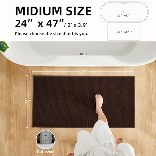 TYUU Bathroom Rugs Non Slip Washable, Super Absorbent Thin Bath Mat Quick Dry Low Pile Bathroom Rug, Brown 24"x47" - color: Brown01, size: 2' X 3'11" (Rectangular)