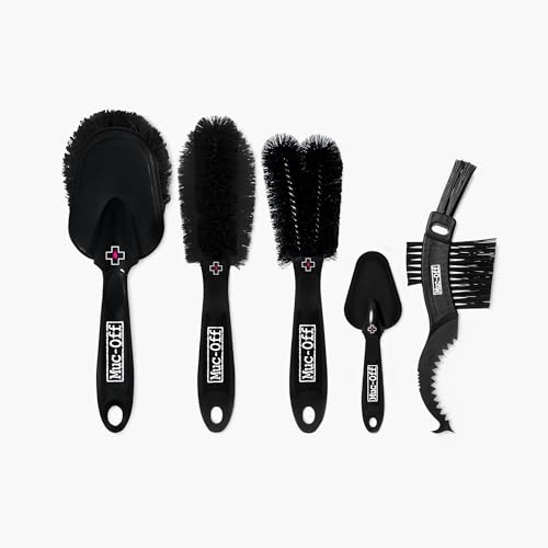 Muc-Off 206 5 Piece Premium Brush Kit - Includes 5 Bike Cleaning Brushes With Durable Nylon Bristles And Ergonomic Rubberised Handles To Minimise Impact - size: 5 Piece