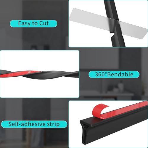 Hi-Na 3ft/5ft/6ft/8ft10ft Collapsible Shower Threshold Water Dam Water Barrier for Shower and Water Stopper Keeps Water Inside Water Threshold for Wet and Dry Separation (6ft, Black) - color: Black, style: 6ft