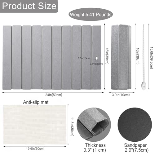 Foldable Stone Bath Mats For Bathroom,Super Absorbent Dry Diatomaceous Earth Mat Drying Pad,Large Stone Drying Mat For Kitchen Counter,Countertop Bath Accessories, 24"X16"