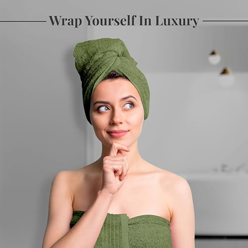 Tens Towels Pack of 4 Extra Large Bath Towels 30 x 60 Inches, 100% Cotton, Larger & Lighter Weight, Quicker to Dry, Super Soft and Absorbent, Perfect for Bathroom, Green - color: Green