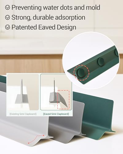 DEARCUS Kitchen Sink Splash Guard 23 Inch – Soft Silicone Water Shield Keeps Clothes & Countertops Dry, Strong Suction Non-Slip, No More Wet Sleeves or Sore Arms – Dishwasher Safe, Easy Install (Gray) - color: Gray, size: 23"