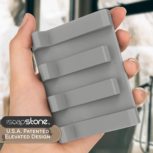 Silicone Soap Dish (USA Patented) Self Draining Bar Soap Holder for Shower Bathroom Sink, Drying Soap Dish Tray Kitchen Sponge Holder Easy Cleaning Soap Saver Mat (Light Grey, 1) - color: Light Grey