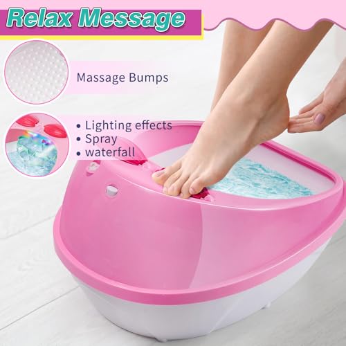 Kids Foot Spa & Nail Kit Set, Kids Spa Day Kit for Girls, Massage Foot Soak Tub and Nail Dryer, Toys Manicure Pedicure Art Salon Girl Gift for 5 6 7 8-12, Christmas Birthday Gifts