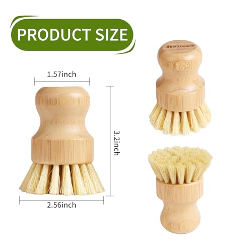 4 Pack Bamboo Dish Brush, Dish Scrubber Brush with Sisal Bristle, Natural Scrub Brush for Kitchen Cleaning Dishes, Pots, Pans, Bottles, Vegetables