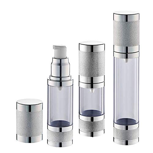 Tvoip 3Pcs/Lot 15ml 30ml 50ml Gold Pink Silver Glitter Diamond Airless Vacuum Bottles Luxury Emulsion Lotion Fragrance Perfume Spray Bottle (Silver) - color: Silver