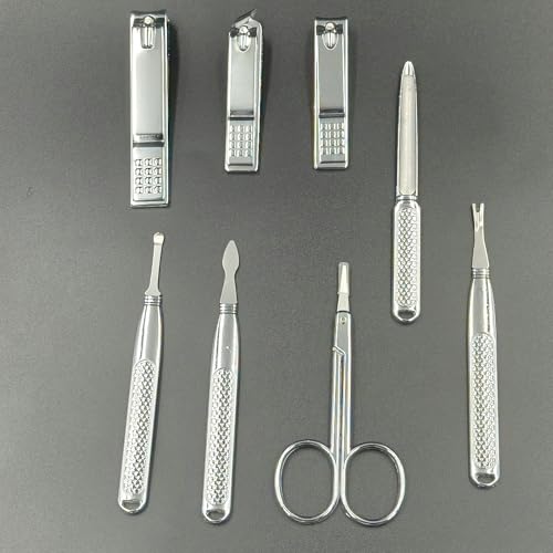 Manicure Set for Men and Women Professional Nail Clippers Kit with Travel Case Stainless Steel Pedicure Grooming Tools Accessories Nail Care Tools with Leather Case,Mothers Day - color: Brown-8pcs