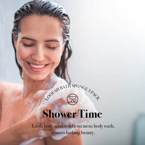 WhaleLife Loofah Bath Sponges - Gentle Exfoliating Shower Loofah for Rich Lather, Durable Matte Mesh Body Scrubber for Men & Women 4 Pack - style: Modern; Minimalist;