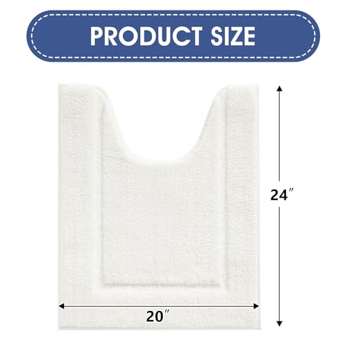 IM HOME Toilet Rugs, Ultra Soft Thick Plush Fluffy Microfiber Absorbent Contour Bathroom Rugs for Toilet, Non-Slip Backing, Machine Washable Bath Mats for Bathroom, Tub, Cream White/U-Shaped 24"x20" - color: Cream White, size: 1'8" x 2' (U-Shape)