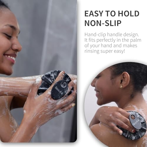 BEAUTAIL Silicone Body Scrubber and Scrub Net Set, 4 Pack for Rich Lather | Gentle Silicone Shower Brush or Firmer Exfoliating Bath Net, Deep Cleansing & Exfoliation, 2 Brushes + 2 Nets for Men & Women - color: Scrubber-black+blue+net-gray+blue 4 Pcs
