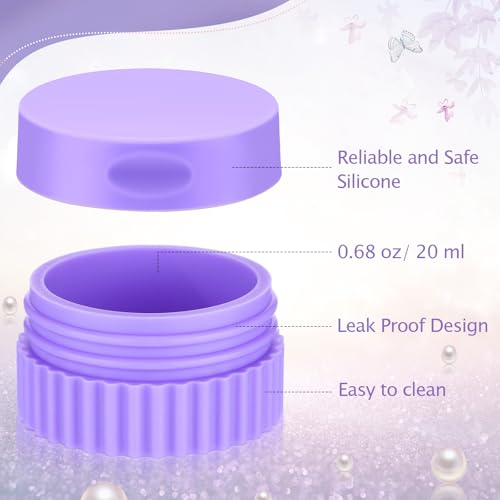 Maxcheck 4 Pcs Travel Containers for Toiletries 0.68 Oz/20 ml Small Silicone Cream Jar with Lid Mini Leakproof Lotion Jar Refillable Travel Cosmetic Container for Face Body Skin Cream (Blue Color) - color: Blue Color