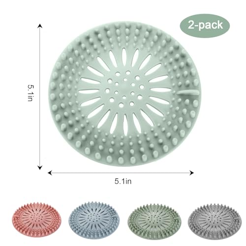 2 Pack Kitchen Sink Strainer Drain Cover Food Catcher Kitchen Filter Guard Drain Protector Strainer Basket Stopper Catcher(Green) - color: Green, size: 5.3 inch