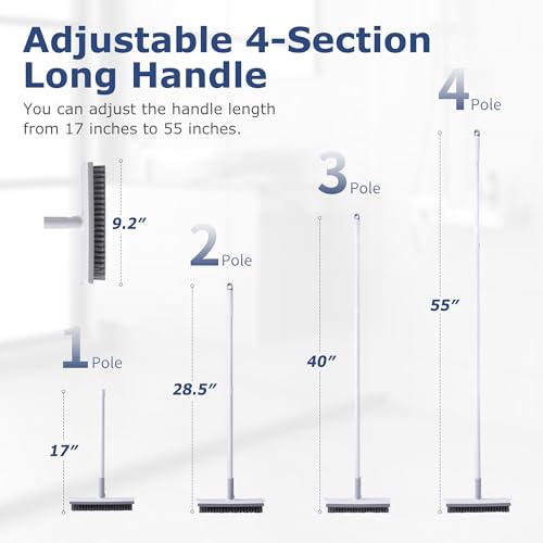 IVYROLL Grout Brush with Long Handle, Floor Cleaning Scrubber with Stiff Bristles for Tile Line, Shower, Crevice, Bathroom, Kitchen and Hard-to-Reach Corners - color: White