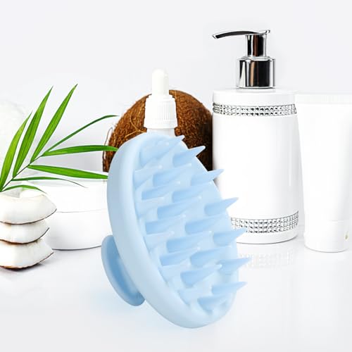 Meartchy Silicone Scalp Massager, Scalp Scrubber for Hair Growth with Soft Bristles, Scalp Exfoliator Brush Dandruff Removal Shampoo Brush for Wet Dry Scalp Care (Light Blue) - color: Light Blue