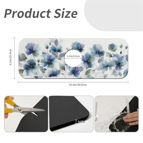 Faucet Fast Absorbent Pad - Blooming Blue Flower , Suitable For Kitchen, Bathroom, Island And Other Scenes - color: Blooming blue flower