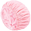 Pink Shower Cap for Women Terry Lined Bath Cap Large Reusable Waterproof Elastic Band Shower Caps for Long Thick Hair Soft Bath Shower Hair Caps - color: PINK