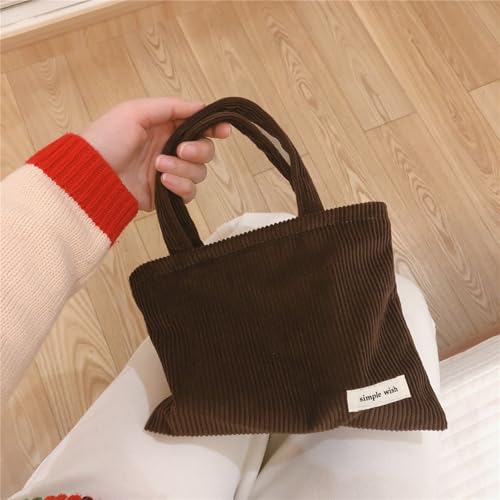 Wudygirl Makeup Bag Travel Cosmetic Bag for Women Small Makeup Pouch with Handle Zipper Cosmetic Pouch Handbag Aesthetic 8.3" x 6.7"(Coffee) - color: Coffee