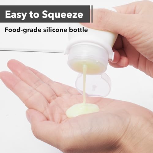 1oz Silicone Travel Bottles for Toiletries (4-Pack), TSA Approved Leakproof Toiletry Bottles with Locking Lid, Refillable Travel Size Containers for Shampoo, Body Wash, Camping & Trips (Grey White) - color: Grey White