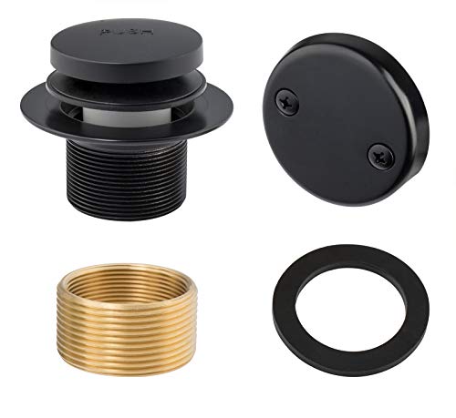 Artiwell Tip-Toe Bathtub Drains Trim Set with Two-Hole Overflow Faceplate, Replacement Bath Drain Trim Kit with 2-Hole Overflow Faceplate and Universal Fine/Coarse Thread (MATT Black) - color: Matt Black