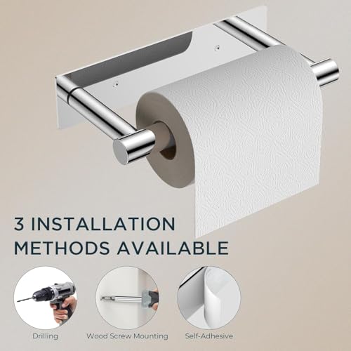 FORIOUS Toilet Paper Holder Wall Mount, Stainless Steel Rustproof Double Post Pivoting Tissue Roll Holder for Bathroom, Commercial Toilet Paper Dispenser (Chrome, Modern Square 1 Pack) - color: Chrome