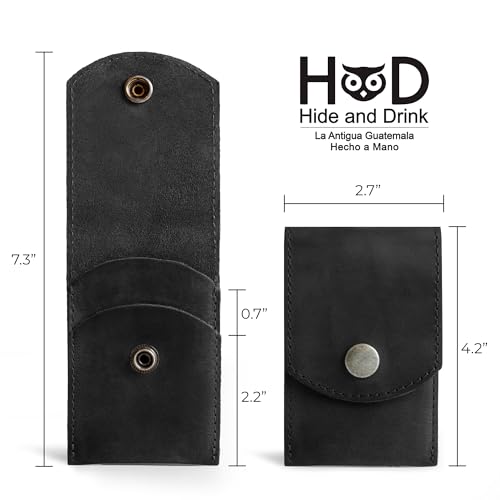 Hide & Drink, Double Nail Clipper Case, Beauty & Personal Care, Commuter and Nomad, Grooming Case, Home & Travel Essentials, Manicure Kit Storage, Full Grain Leather, Handmade (Charcoal Black) - color: Charcoal Black