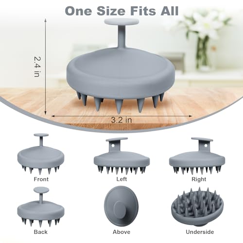 Meartchy Silicone Scalp Massager, Scalp Scrubber for Hair Growth with Soft Bristles, Scalp Exfoliator Brush Dandruff Removal Shampoo Brush for Wet Dry Scalp Care (Grey) - color: Grey