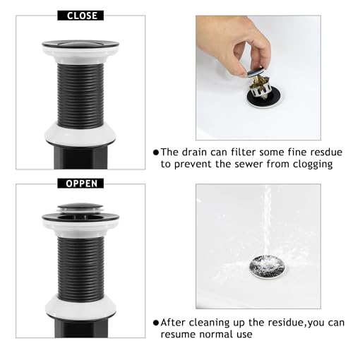 Bathroom Sink Drain,5 Pack Matte Black Drain Stopper Without Overflow,Small Cap Pop Up Drain Assembly with Detachable Strainer Basket,Built-in Anti-Clogging, Stainless Steel Nut - color: 5 Pack-matte Black-small Cap, style: Without Overflow