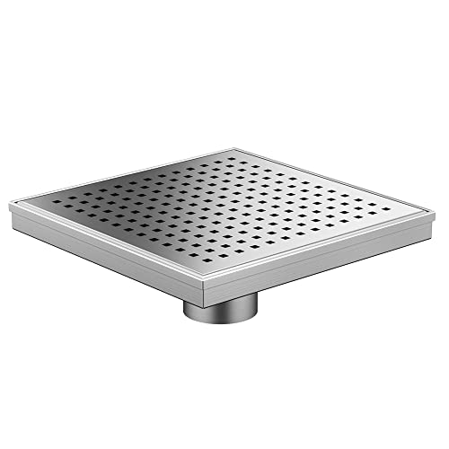 Neodrain Square Shower Drain with Removable Quadrato Pattern Grate, Brushed 304 Stainless Steel Square Drain, with Watermark&CUPC Certified, Hair Strainer (Stainless, 8 in) - color: Stainless, size: 8 IN