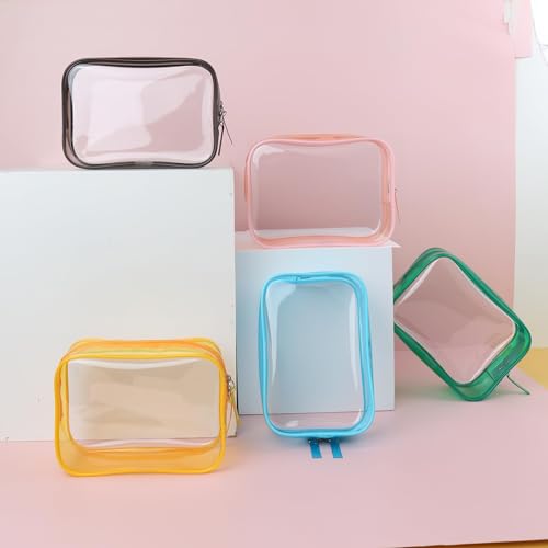 Buminee Clear Pouch, Makeup Bag, 6.6"" x2.3 x4.7 TSA Approved Toiletry Bag, Clear Travel Bags for Toiletries, Cosmetic Bag for Women-1 Pack Sky Blue - color: blue-1 pc