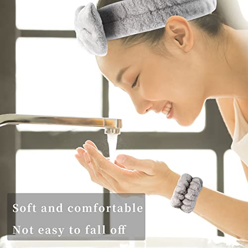 SLNZAPTY 12 PCS Face Wash Headband Wristband Sets for Women and Girls | Soft Microfiber Spa Hair Wraps, Makeup Skincare Headbands, Wrist Bands for Washing Face, Black, Gray, Light coffee, Beige - color: Black, Gray, Light coffee, Beige