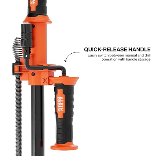 Klein Tools 53017 3-Foot Steel Toilet Auger, Toilet Snake Drain Clog Remover, Hybrid Manual Drill Operation, Plumbing Snake for Drains - color: 3-Foot