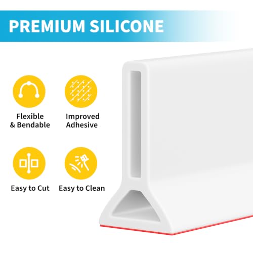 67" Collapsible Shower Threshold Water Dam Shower Water Stopper Barrier Keeps Water Inside Threshold Dry and Wet Separation Suitable for Bathroom Kitchen Sink Bathtub and More
