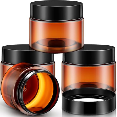 Patelai 4 Pieces Round Wide-mouth Leak Proof Plastic Container Jars with Lids for Travel Storage Makeup Beauty Products Face Creams Oils Salves Ointments DIY Making(4 Ounce,Amber) - color: Amber, size: 4 Ounce
