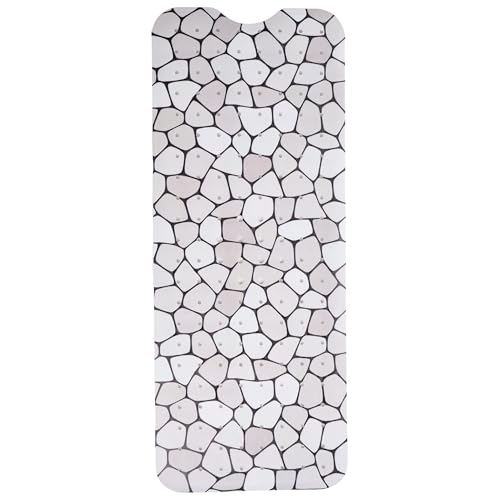 ENKOSI Bath Mat – Large 40 x 16 Inch Non-Slip Bathtub Mat with Secure Suction Cups & Drain Holes – Extra Long Bathroom Shower Mat for Tub with Grey Pebble Design (Grey Pebble 40x16) - color: Pebble