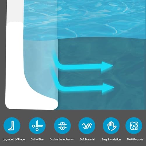 Shower Threshold Water Dam Barrier, Self Adhesive Silicone Waterproof Barrier Bathroom and Kitchen Shower Water Guard for Dry and Wet Separation Caulk Seal Strip Edge Trim (98Inch, Gray) - color: Gray, style: 98Inch