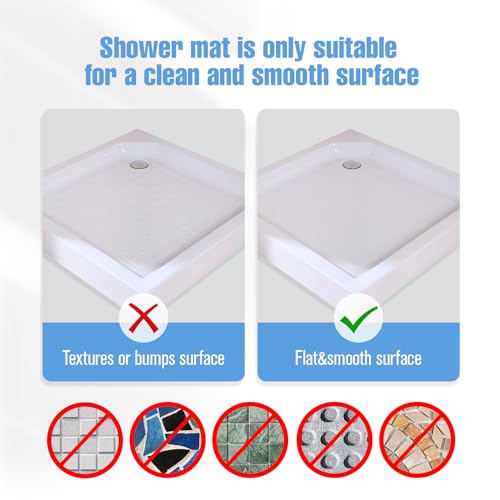 Shower Mat Non-Slip Bath Mat for Tub and Shower Stall,236 Suction Cups with Drain Holes, Quick Dry Machine Washable, Extra Grip for Stand Up Showers, Bathroom Essentials 24x24 Inch(Black) - color: Black