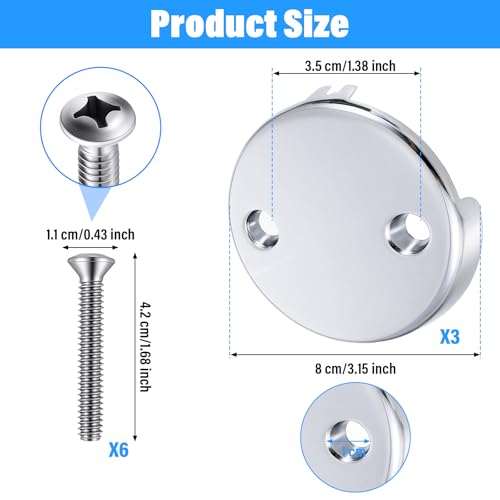 Tub Drain Overflow Covers, 3-1/8" Two Hole Bathtub Drain Overflow Cover with Screws, Fits Most Standard Bath Tub Drains(Silver)