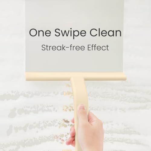 dancemoon JustHang Shower Squeegee for Glass Doors, All-One-Piece Award-Winning Silicone Squeegee with Built-in Hook for Bathroom, Window, Mirror, Tile Wall,Car, Streak-Free Cleaner,10-Inch Sand Beige - color: Sand Beige, size: 10 Inches