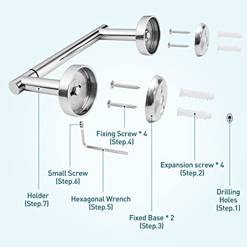 POKIM Polished Chrome Toilet Paper Holder, Stainless Steel Double Post Pivoting Wall Mount Holder, Fits Mega Large/Jumbo Rolls, Commercial Bathroom Tissue Dispenser for Home & Commercial Use - color: Polished Chrome, size: Classic
