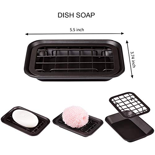 Kitchen and Bathroom Soap Dish Tray - Metal 2-Piece Soap Dish Tray with Drainage Grid and Holder for Kitchen Sink Countertops to Store Soap, Sponges, Scrubbers - Rust Resistant - 2 Pack (Bronze) - color: Bronze