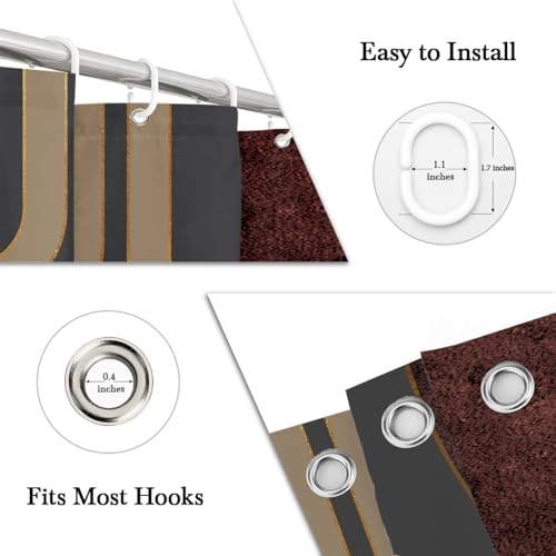 Brown Shower Curtain Boho Modern Abstract Mid Century Geometric Minimalist Contemporary Dark Gold Leaves Mens Fabric Cloth Bathroom Decor Set 60x72 inch Polyester 12 Hooks - color: Grey, size: 60"W x 72"L (Pack of 1)